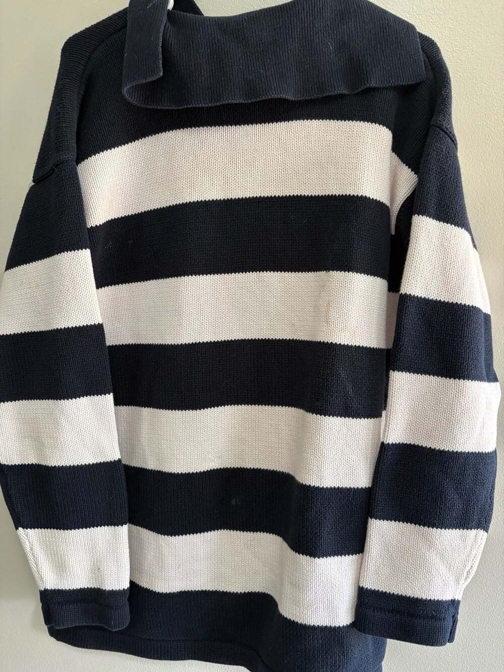 Jones Wear Sport Vintage Striped Nautical Anchor Knit Hooded Sweater Size Medium - Picture 7 of 8